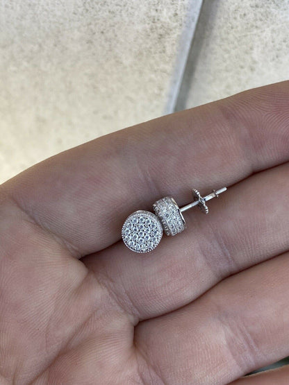HarlemBling Real 925 Silver Round Earrings 2.6ct Moissanite Passes Diamond Tester Studs Iced