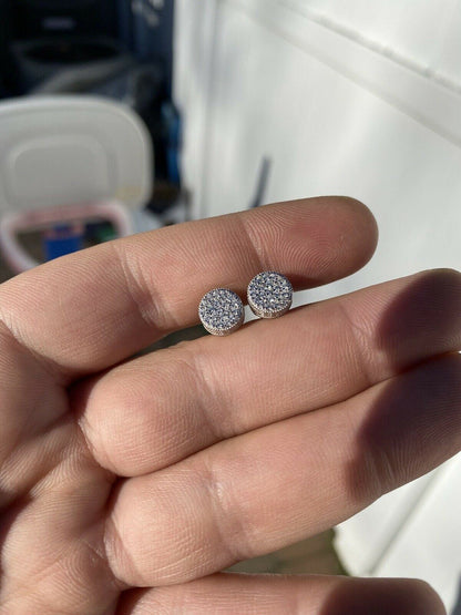 HarlemBling Real 925 Silver Round Earrings 2.6ct Moissanite Passes Diamond Tester Studs Iced