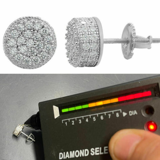 HarlemBling Real 925 Silver Round Earrings 2.6ct Moissanite Passes Diamond Tester Studs Iced