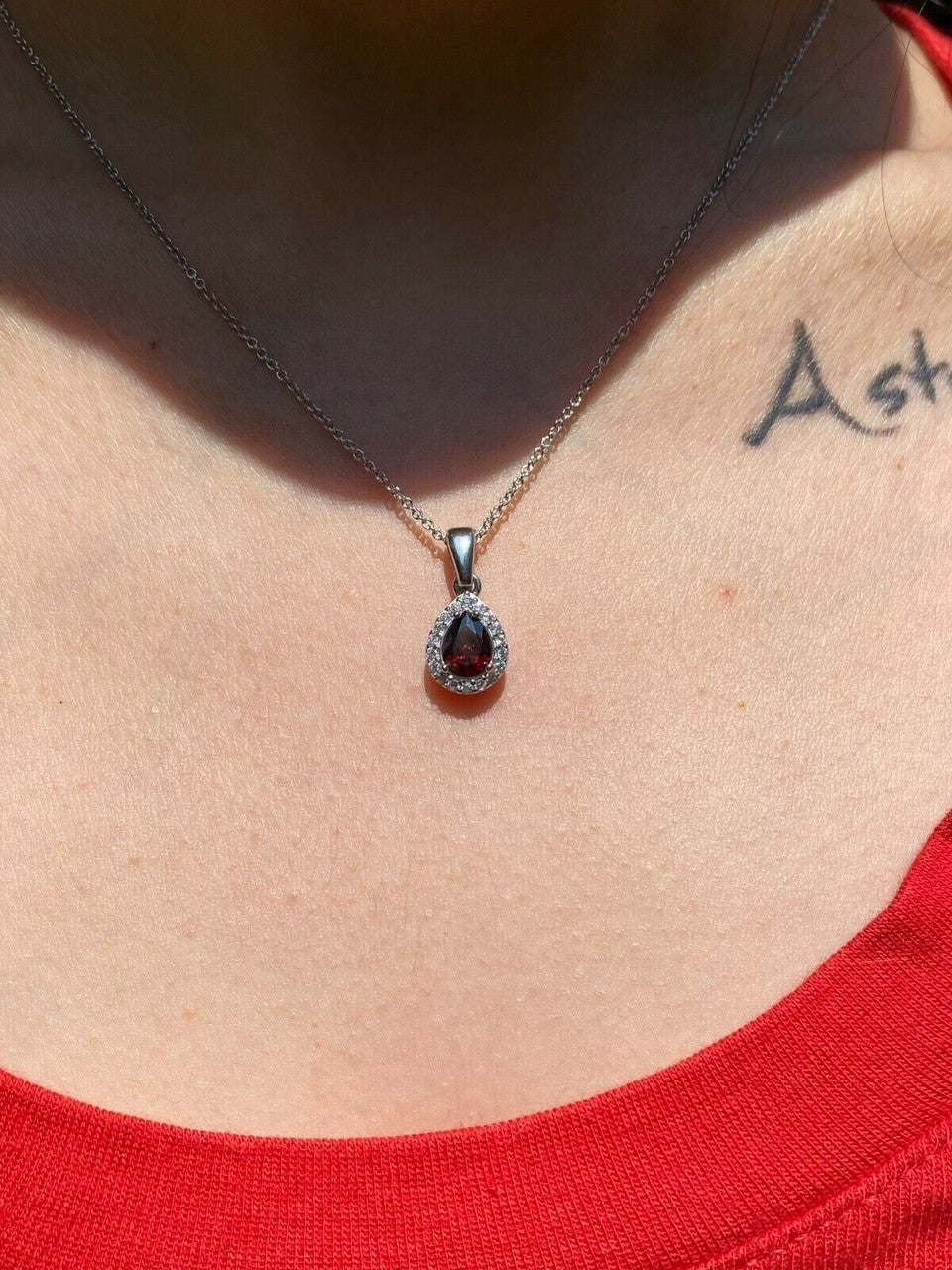 HarlemBling Real 925 Silver Ruby Stone and Diamond Ring Pendant Necklace Earrings Jewelry Set