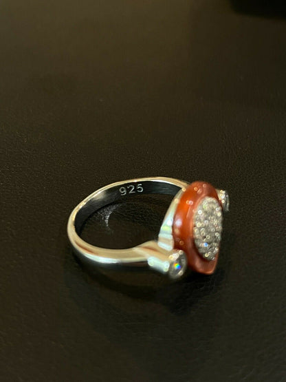 HarlemBling Real 925 Silver Teardrop Diamond Pink Pearl Ring Necklace and Earrings Girls Set