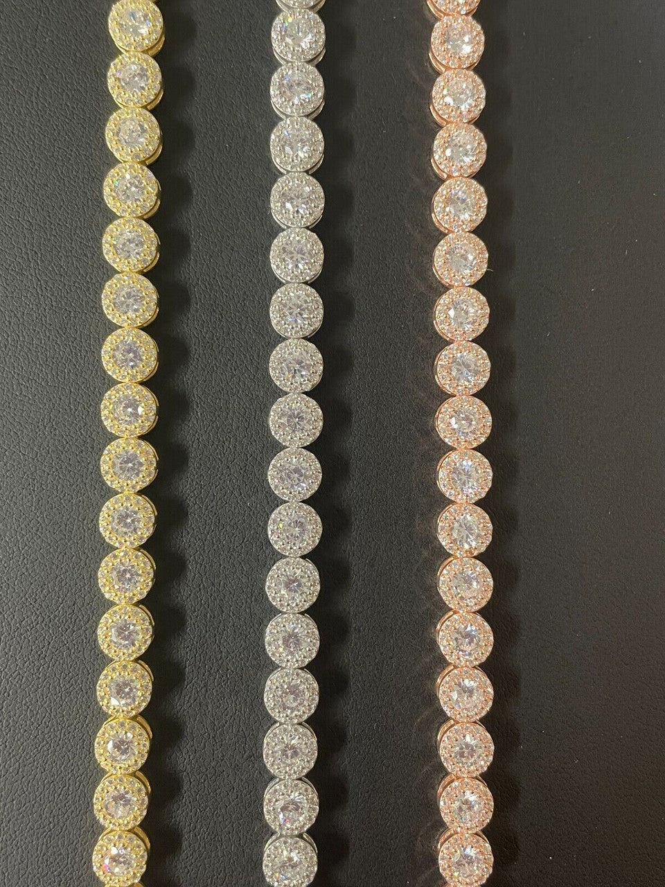 HarlemBling Real 925 Silver Yellow Rose Gold Plated Custom Tennis Simulated Diamond Bracelet