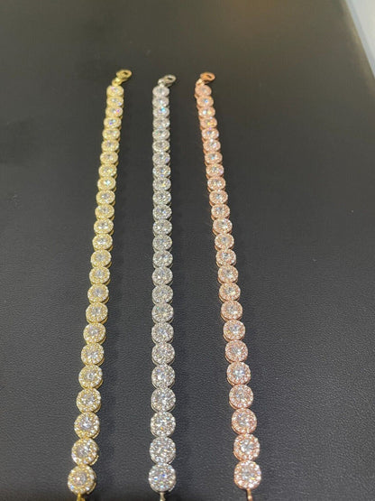 HarlemBling Real 925 Silver Yellow Rose Gold Plated Custom Tennis Simulated Diamond Bracelet