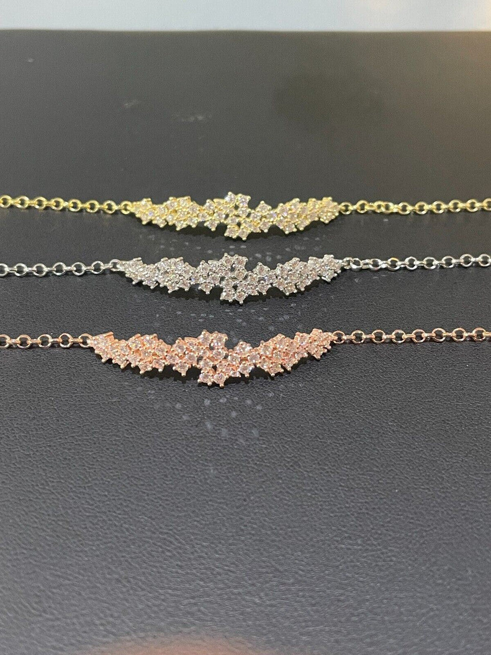 HarlemBling Real 925 Silver Yellow Rose Gold Plated Iced Cluster Simulated Diamond Bracelet