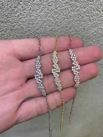 HarlemBling Real 925 Silver Yellow Rose Gold Plated Iced Cluster Simulated Diamond Bracelet