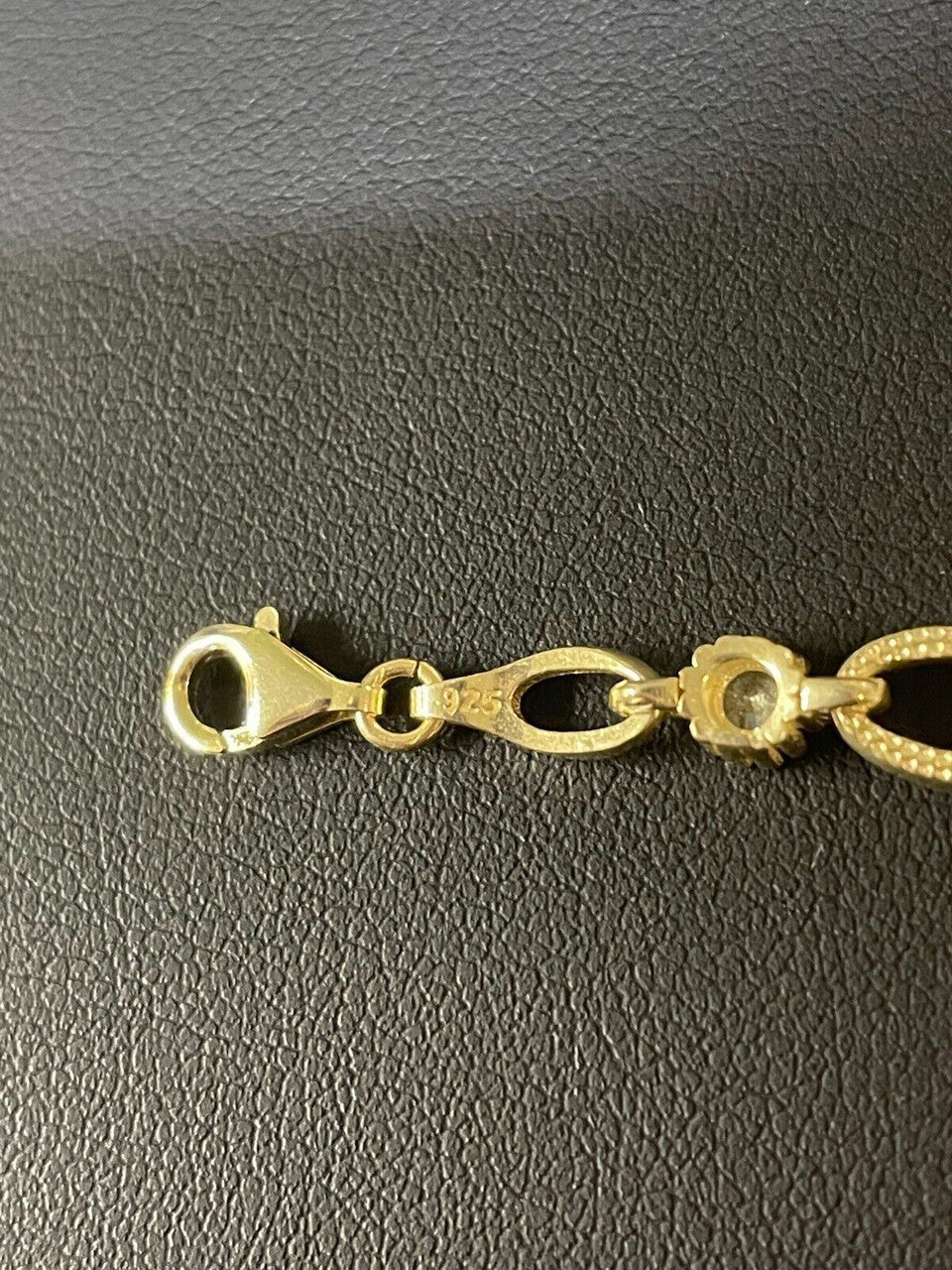 HarlemBling Real 925 Silver Yellow Rose Gold Plated Paperclip W/ Stone Iced Crystal Bracelet