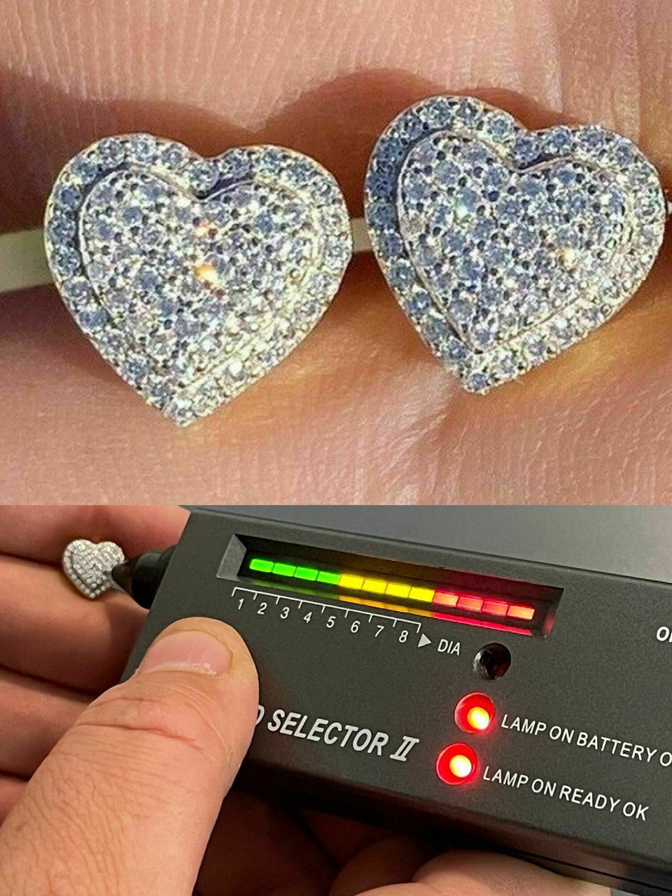 HarlemBling Real 925 Sterling Silver 14k Gold Finish Heart Shape Earrings Studs MOISSANITE