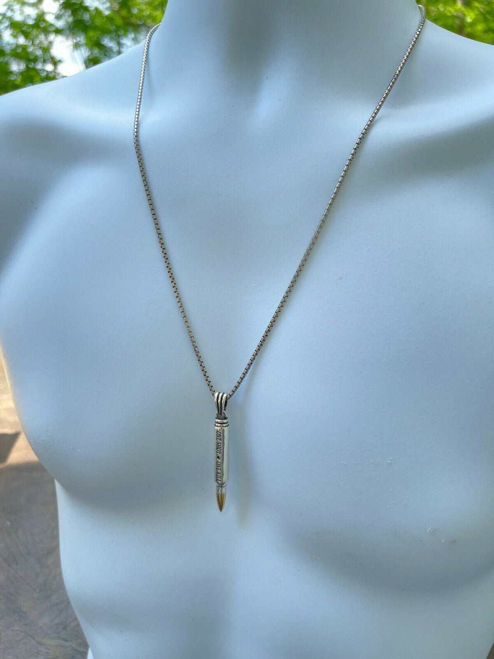 HarlemBling Real 925 Sterling Silver 14k Gold Gun Bullet ONE SHOT ONE KILL Pendant Necklace
