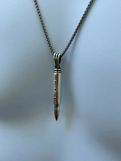HarlemBling Real 925 Sterling Silver 14k Gold Gun Bullet ONE SHOT ONE KILL Pendant Necklace