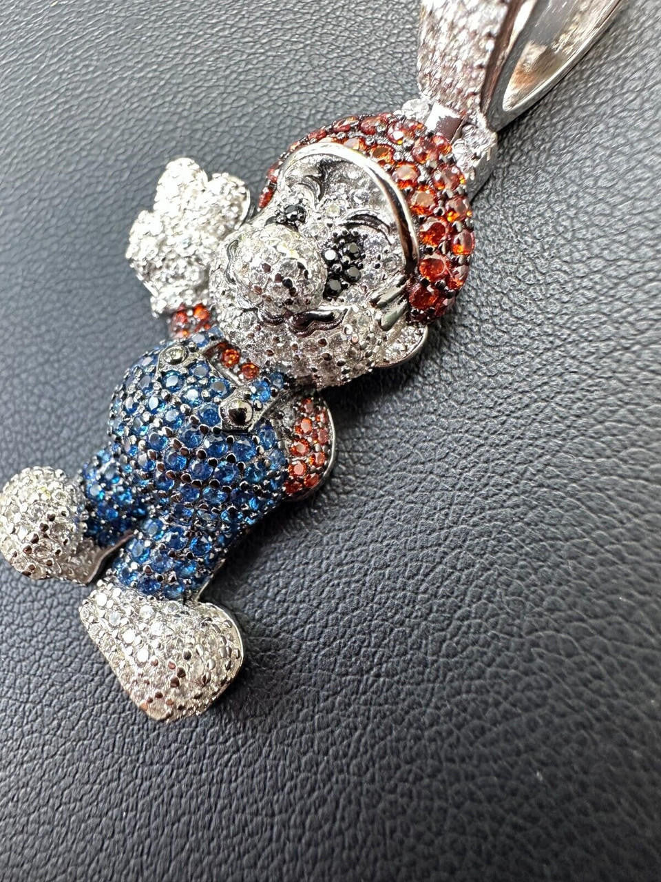 HarlemBling Real 925 Sterling Silver / 14k Gold Plated Super Mario Bros Pendant CZ Iced