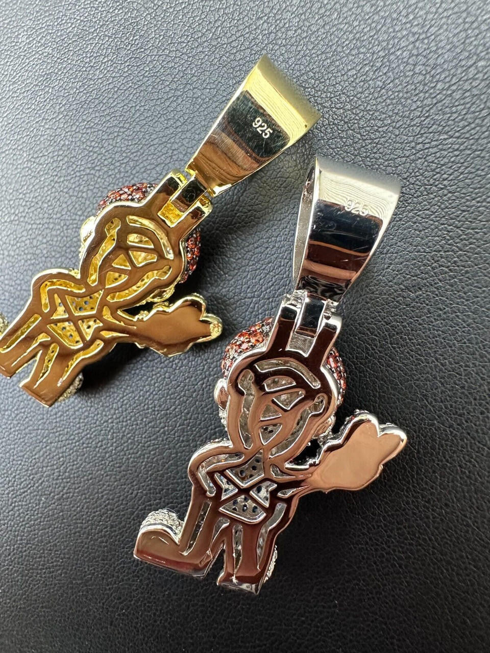 HarlemBling Real 925 Sterling Silver / 14k Gold Plated Super Mario Bros Pendant CZ Iced