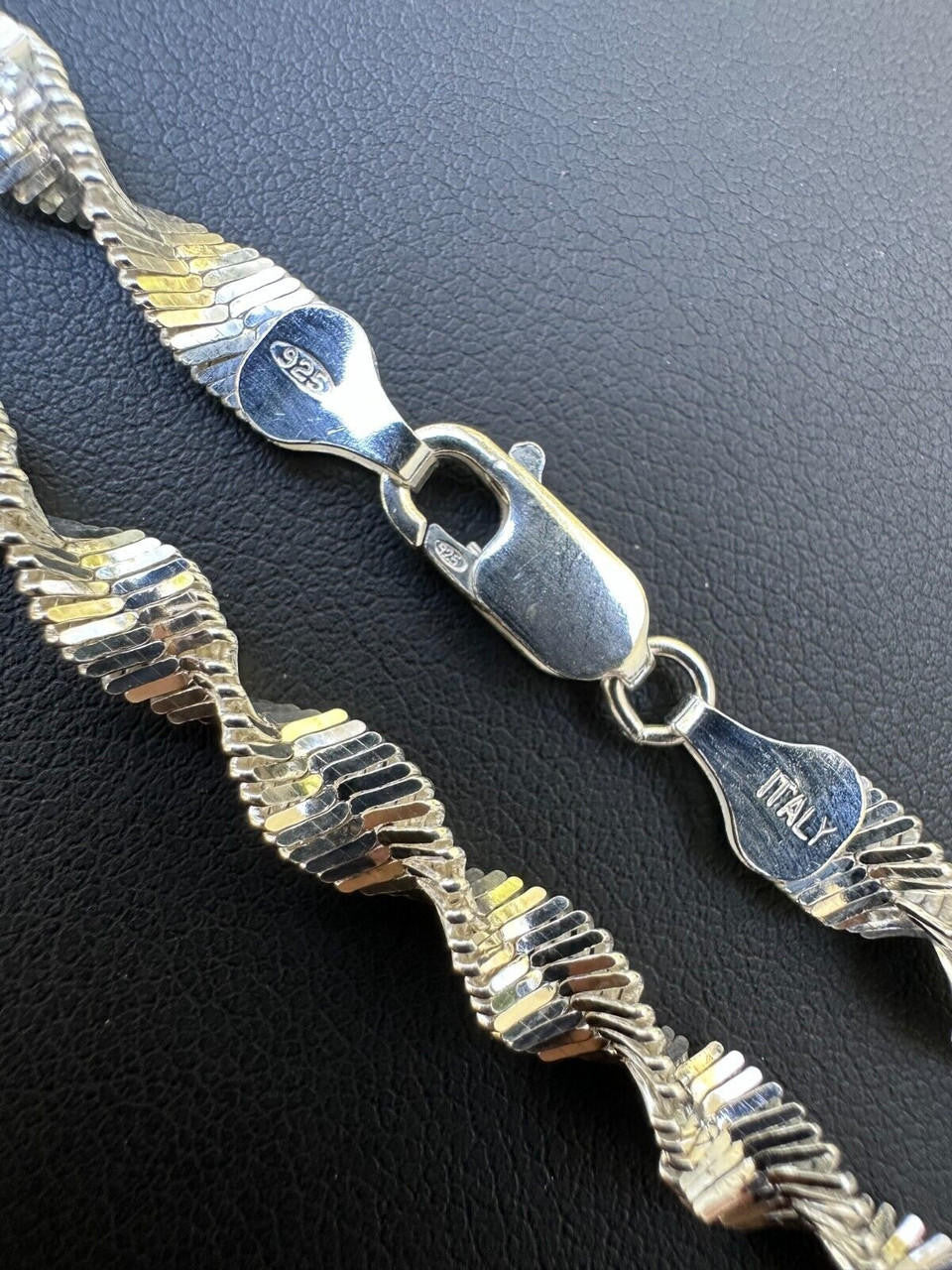 HarlemBling Real 925 Sterling Silver 6mm Loose Singapore Rope Chain Necklace Herringbone