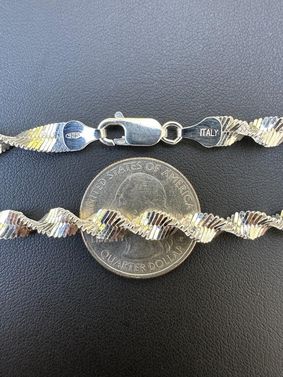 HarlemBling Real 925 Sterling Silver 6mm Loose Singapore Rope Chain Necklace Herringbone