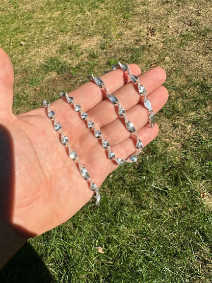 HarlemBling Real 925 Sterling Silver 6mm Loose Singapore Rope Chain Necklace Herringbone