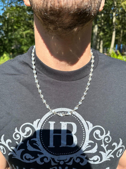 HarlemBling Real 925 Sterling Silver 6mm Loose Singapore Rope Chain Necklace Herringbone