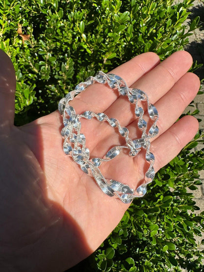 HarlemBling Real 925 Sterling Silver 6mm Loose Singapore Rope Chain Necklace Herringbone