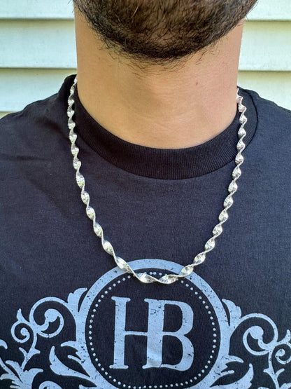 HarlemBling Real 925 Sterling Silver 6mm Loose Singapore Rope Chain Necklace Herringbone