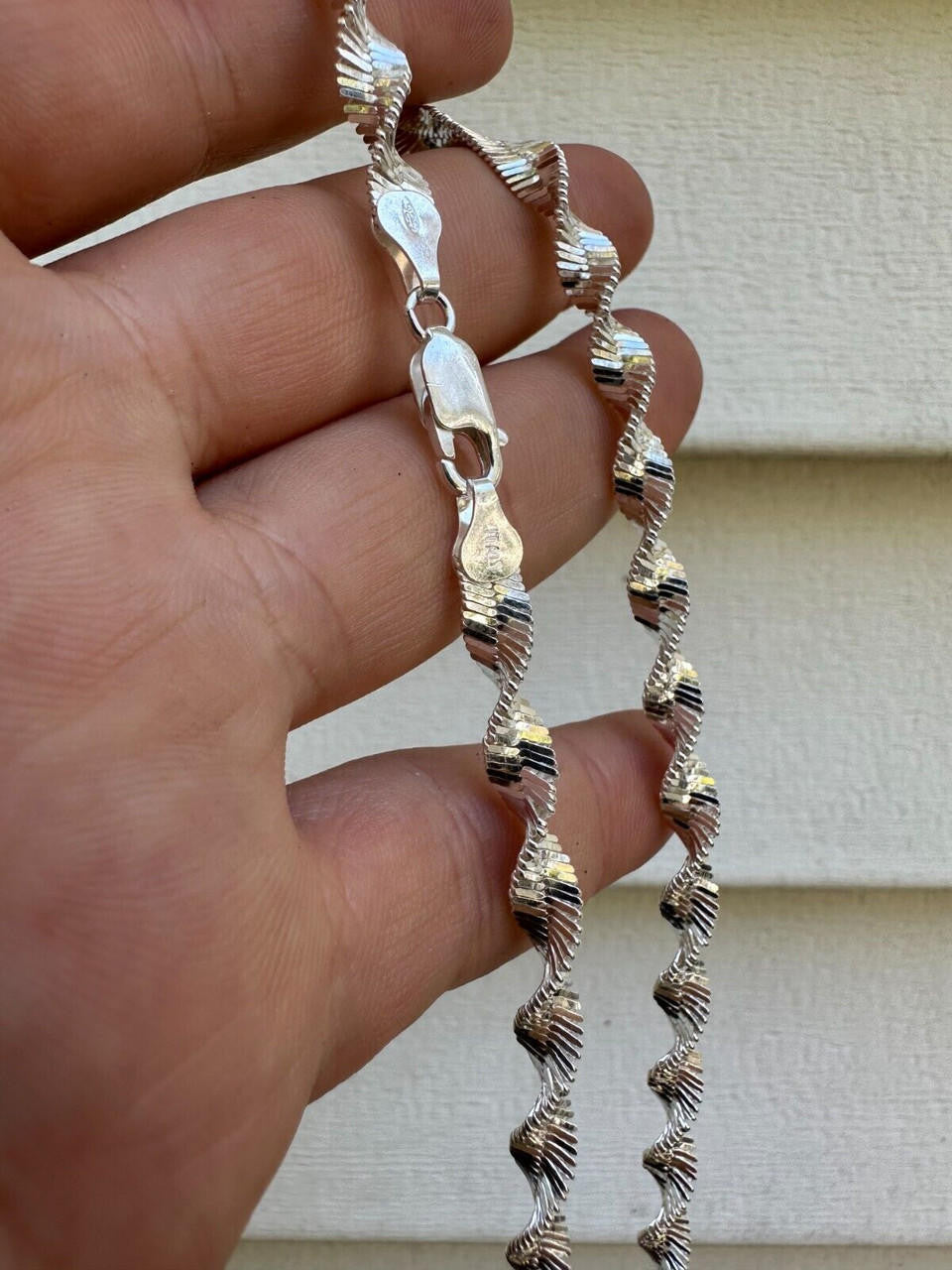 HarlemBling Real 925 Sterling Silver 6mm Loose Singapore Rope Chain Necklace Herringbone