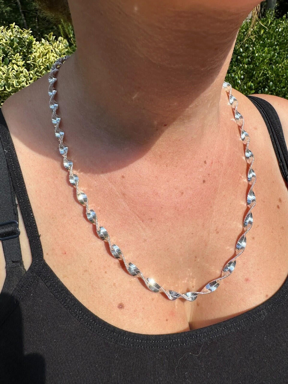 HarlemBling Real 925 Sterling Silver 6mm Loose Singapore Rope Chain Necklace Herringbone