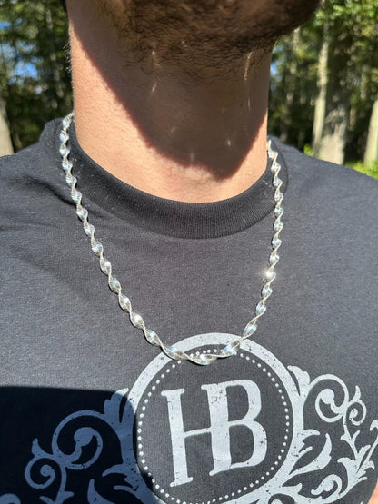 HarlemBling Real 925 Sterling Silver 6mm Loose Singapore Rope Chain Necklace Herringbone