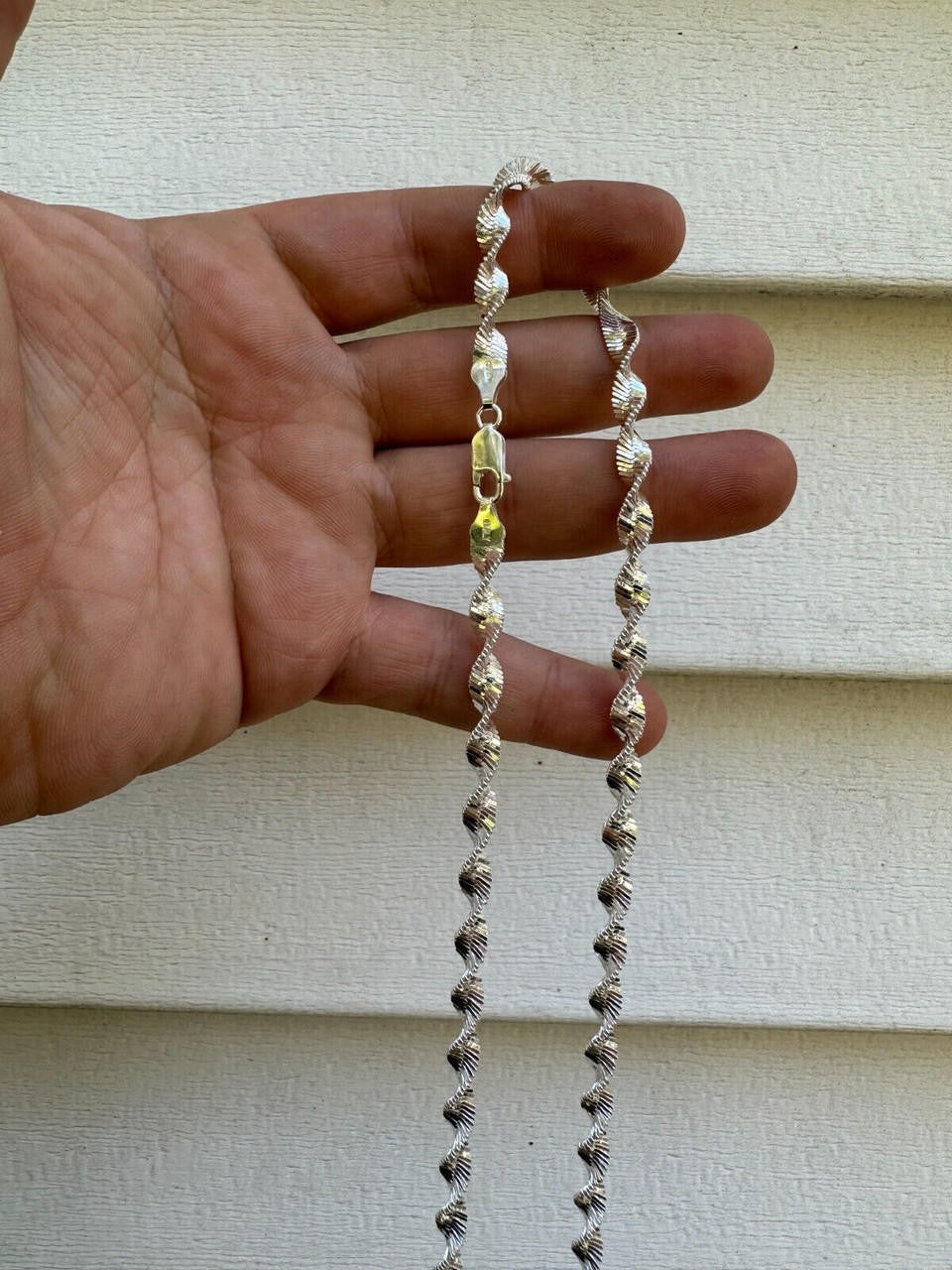 HarlemBling Real 925 Sterling Silver 6mm Loose Singapore Rope Chain Necklace Herringbone