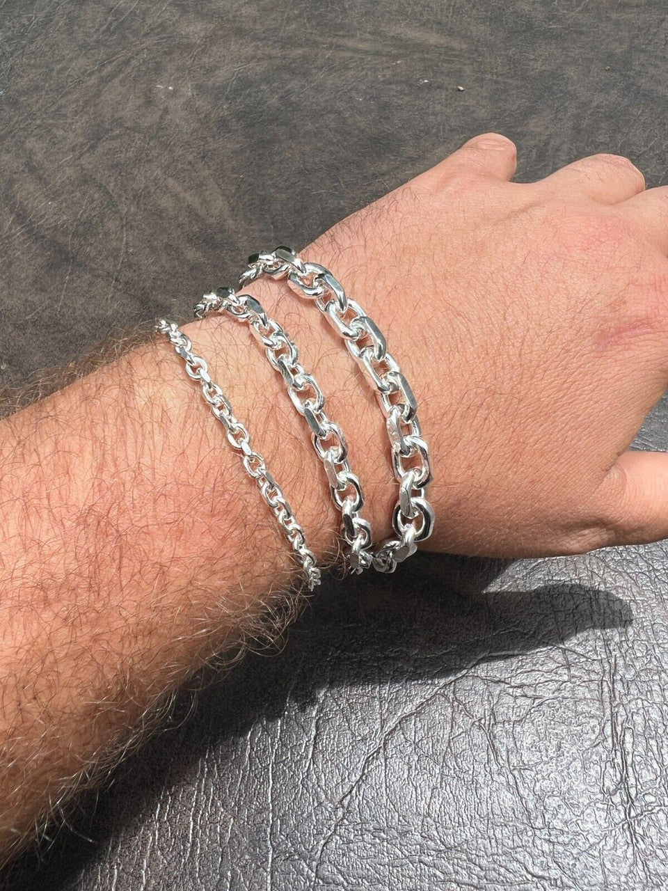 HarlemBling Real 925 Sterling Silver Anchor Cable Chain / Bracelet Rolo Necklace 4-8mm Italy