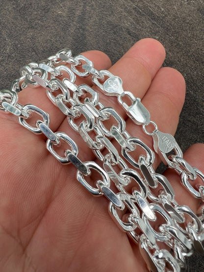HarlemBling Real 925 Sterling Silver Anchor Cable Chain / Bracelet Rolo Necklace 4-8mm Italy