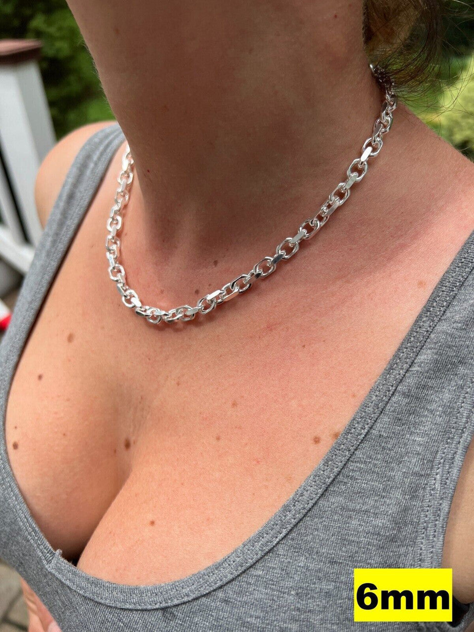 HarlemBling Real 925 Sterling Silver Anchor Cable Chain / Bracelet Rolo Necklace 4-8mm Italy