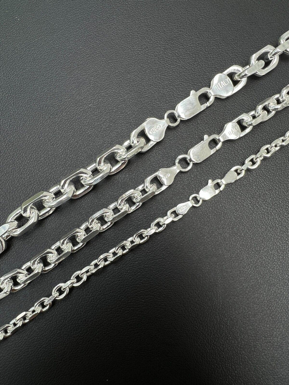 HarlemBling Real 925 Sterling Silver Anchor Cable Chain / Bracelet Rolo Necklace 4-8mm Italy