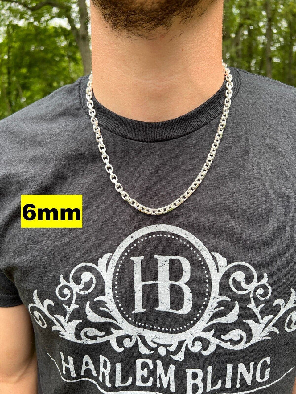 HarlemBling Real 925 Sterling Silver Anchor Cable Chain / Bracelet Rolo Necklace 4-8mm Italy