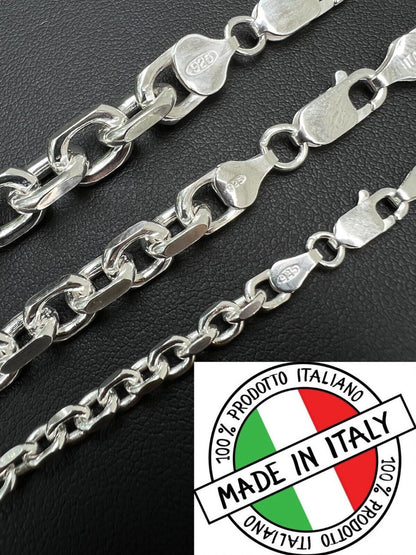HarlemBling Real 925 Sterling Silver Anchor Cable Chain / Bracelet Rolo Necklace 4-8mm Italy