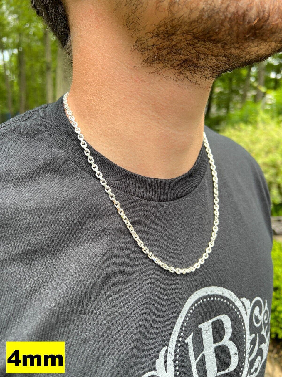 HarlemBling Real 925 Sterling Silver Anchor Cable Chain / Bracelet Rolo Necklace 4-8mm Italy