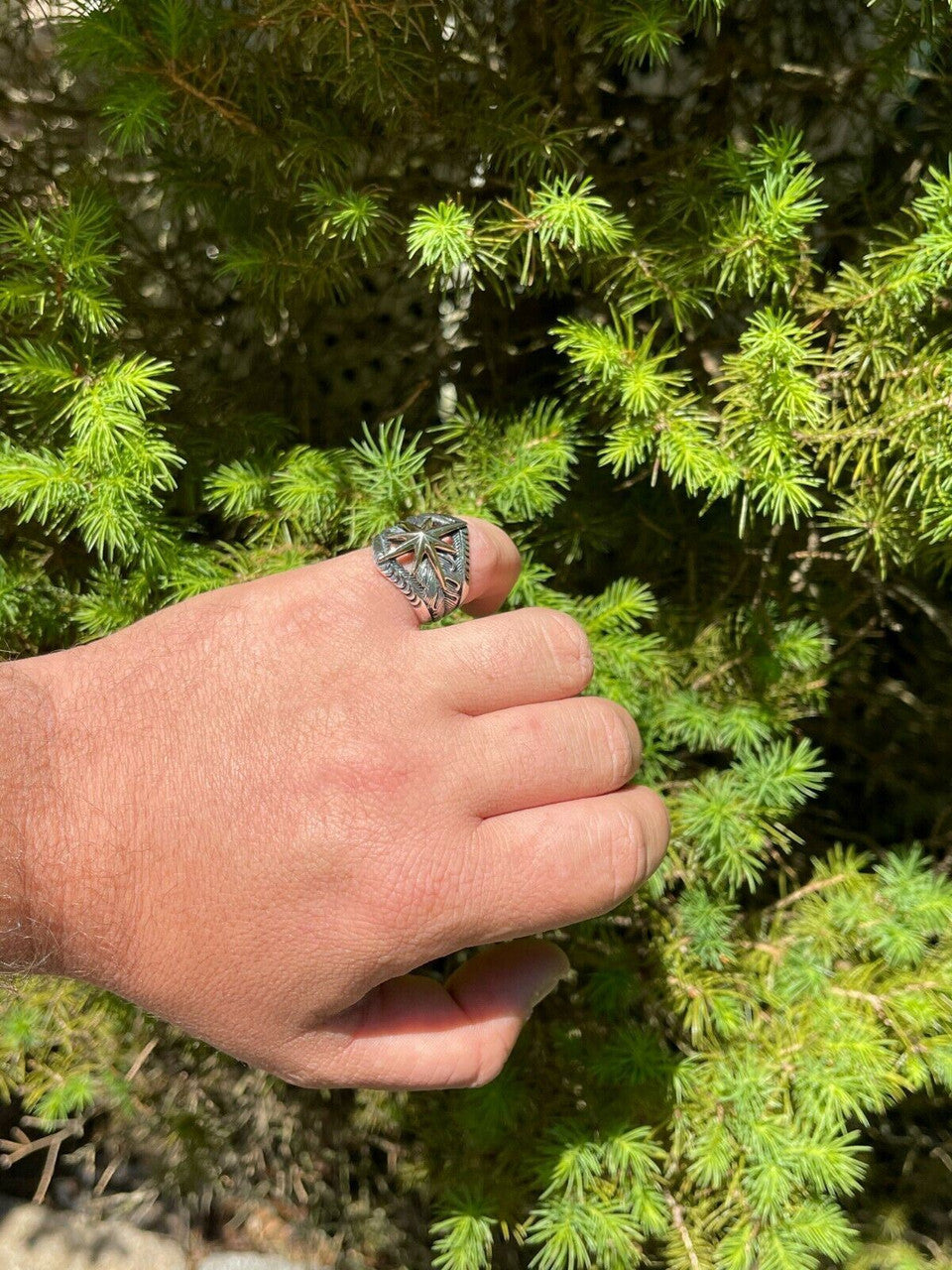 HarlemBling Real 925 Sterling Silver and 10k Gold Mens Nautical Compass Star Ring Sizes 7-13