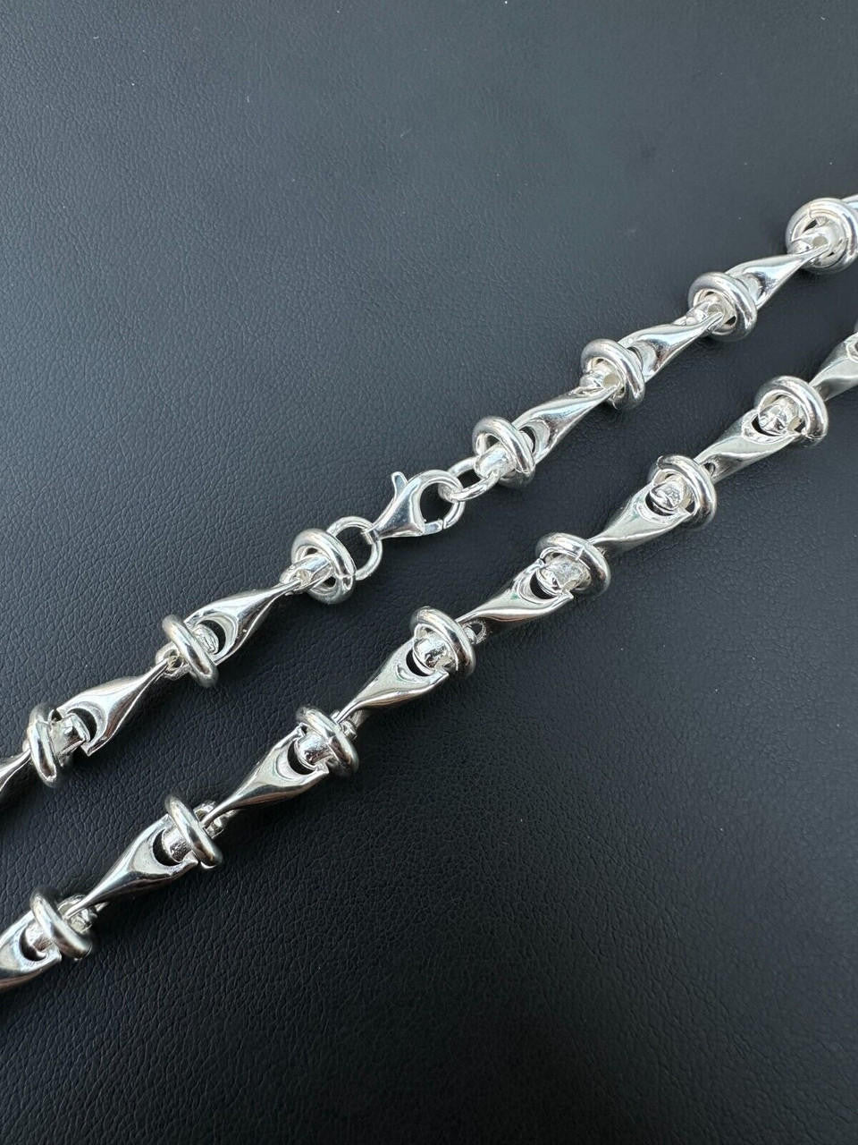 HarlemBling Real 925 Sterling Silver Custom 8mm Barbed Wire Link Chain Necklace Or Bracelet