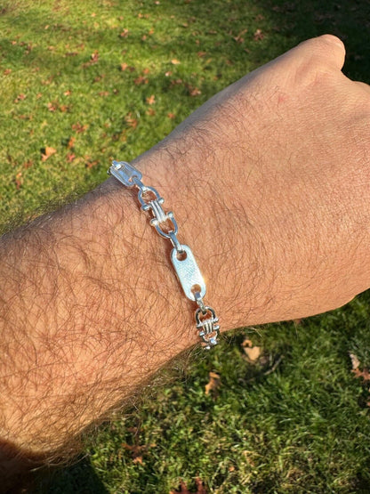 HarlemBling Real 925 Sterling Silver Custom Ferragamo Link Chain Necklace 7.5mm 18-30" ITALY