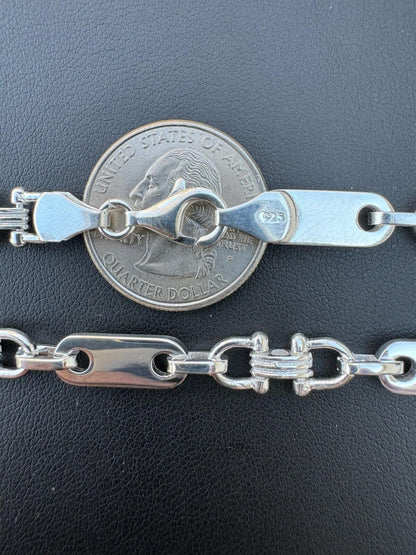 HarlemBling Real 925 Sterling Silver Custom Ferragamo Link Chain Necklace 7.5mm 18-30" ITALY