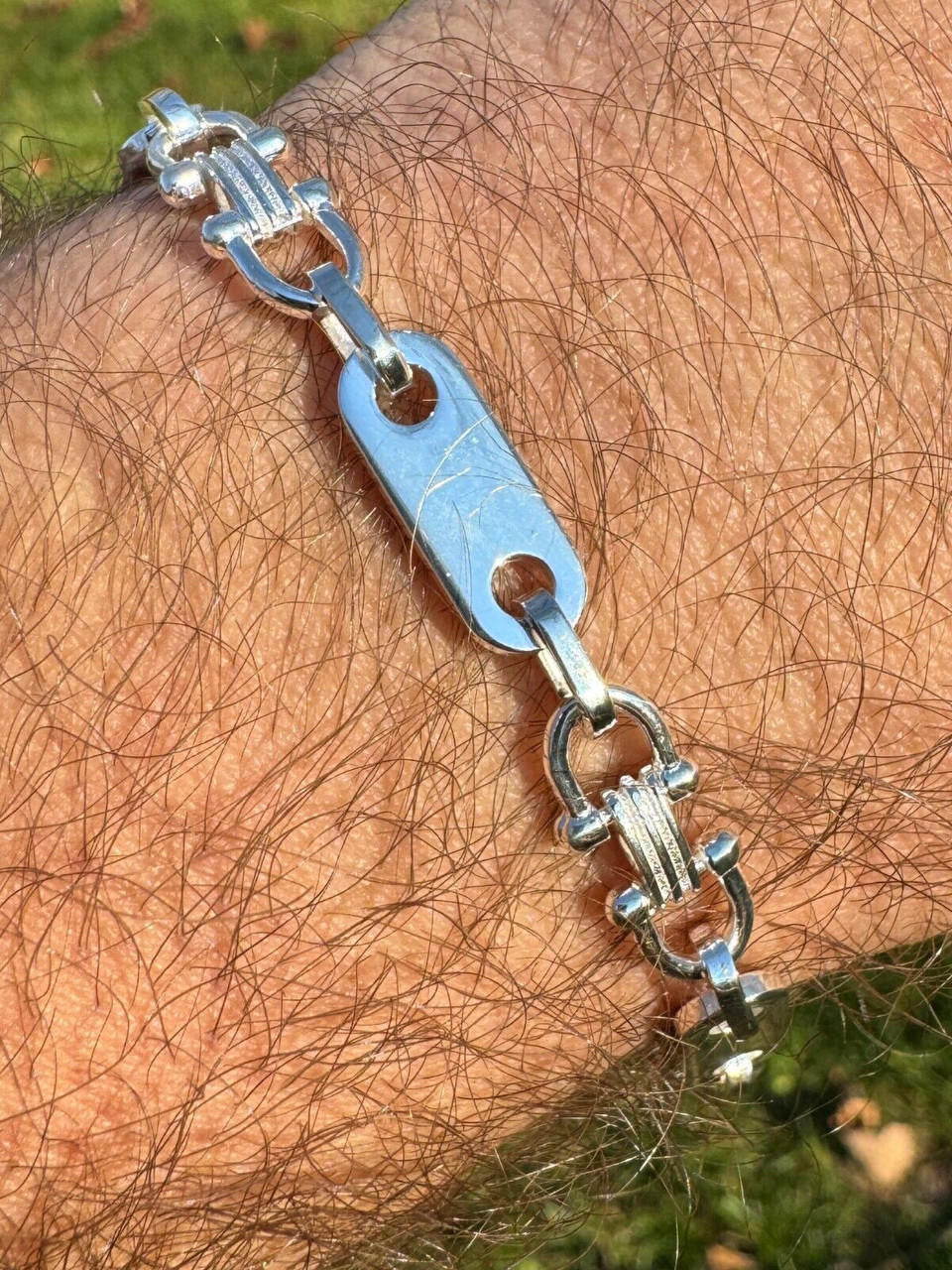 Real 925 Sterling Silver Custom Ferragamo Mariner Link Bracelet