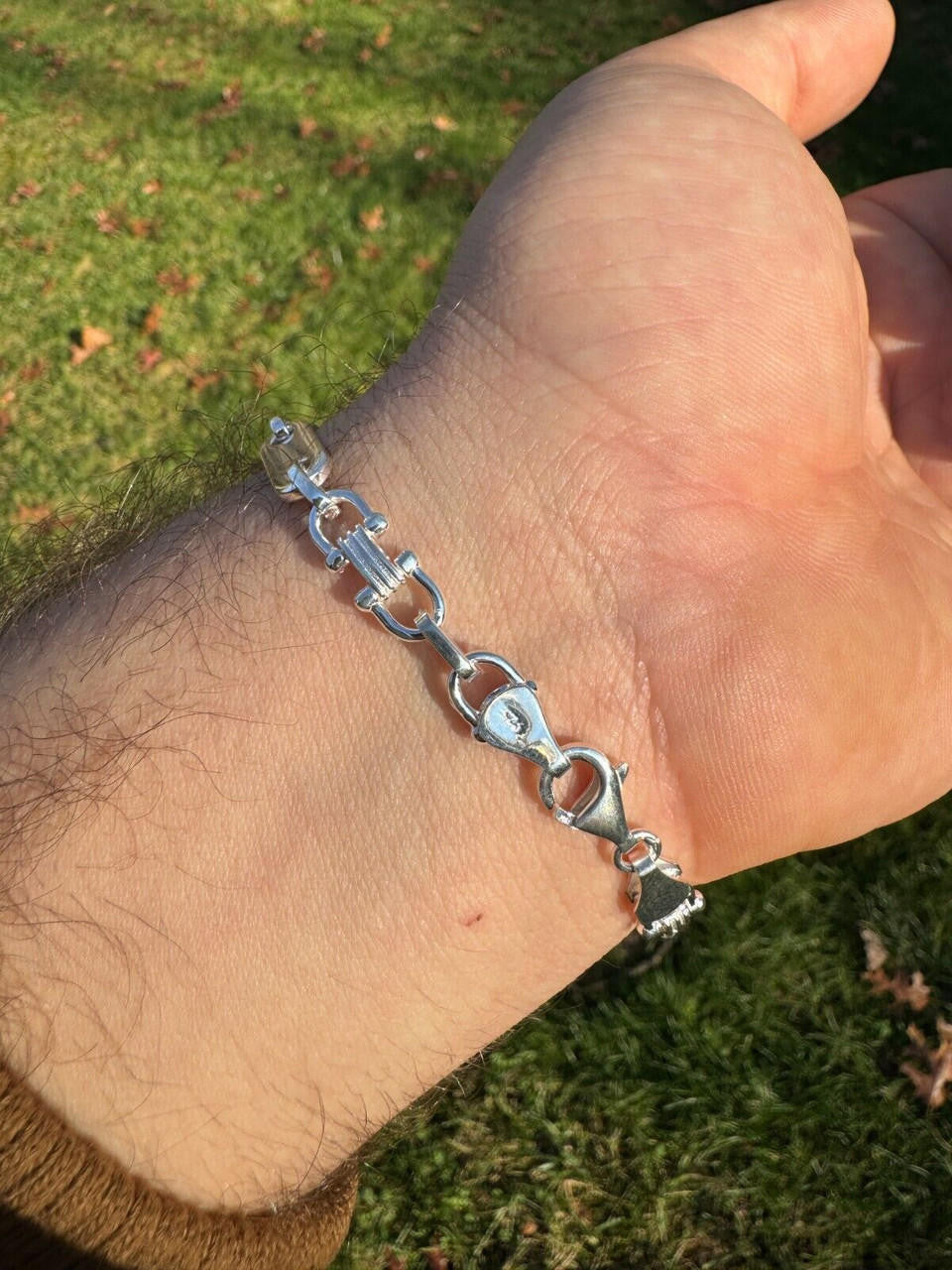 HarlemBling Real 925 Sterling Silver Custom Ferragamo Mariner Link Bracelet 7.5mm 7-9" ITALY