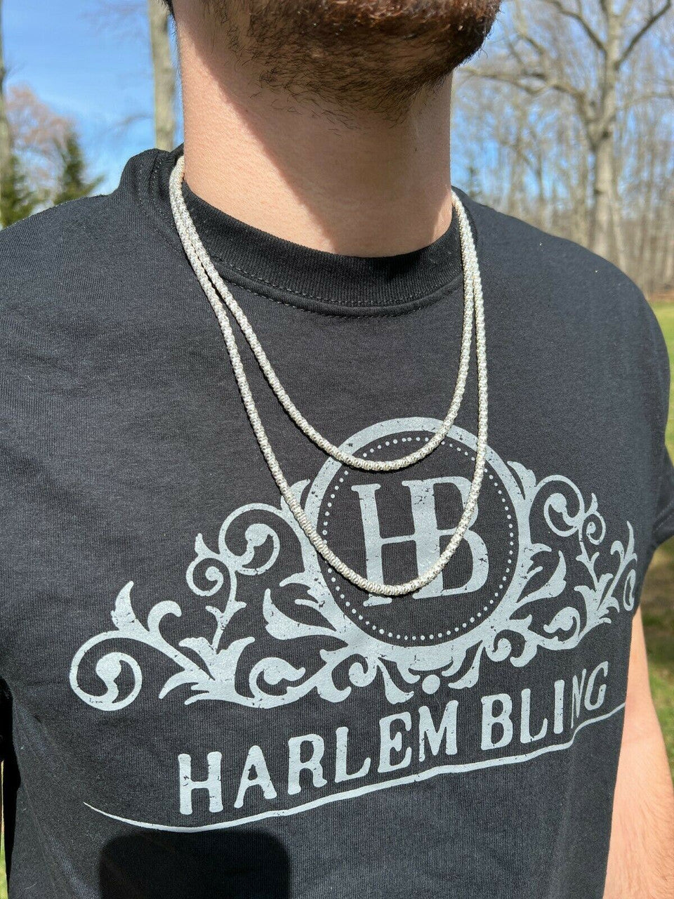 HarlemBling Real 925 Sterling Silver Diamond Cut Sparkle Ice Rope Chain Necklace 4mm 16-30