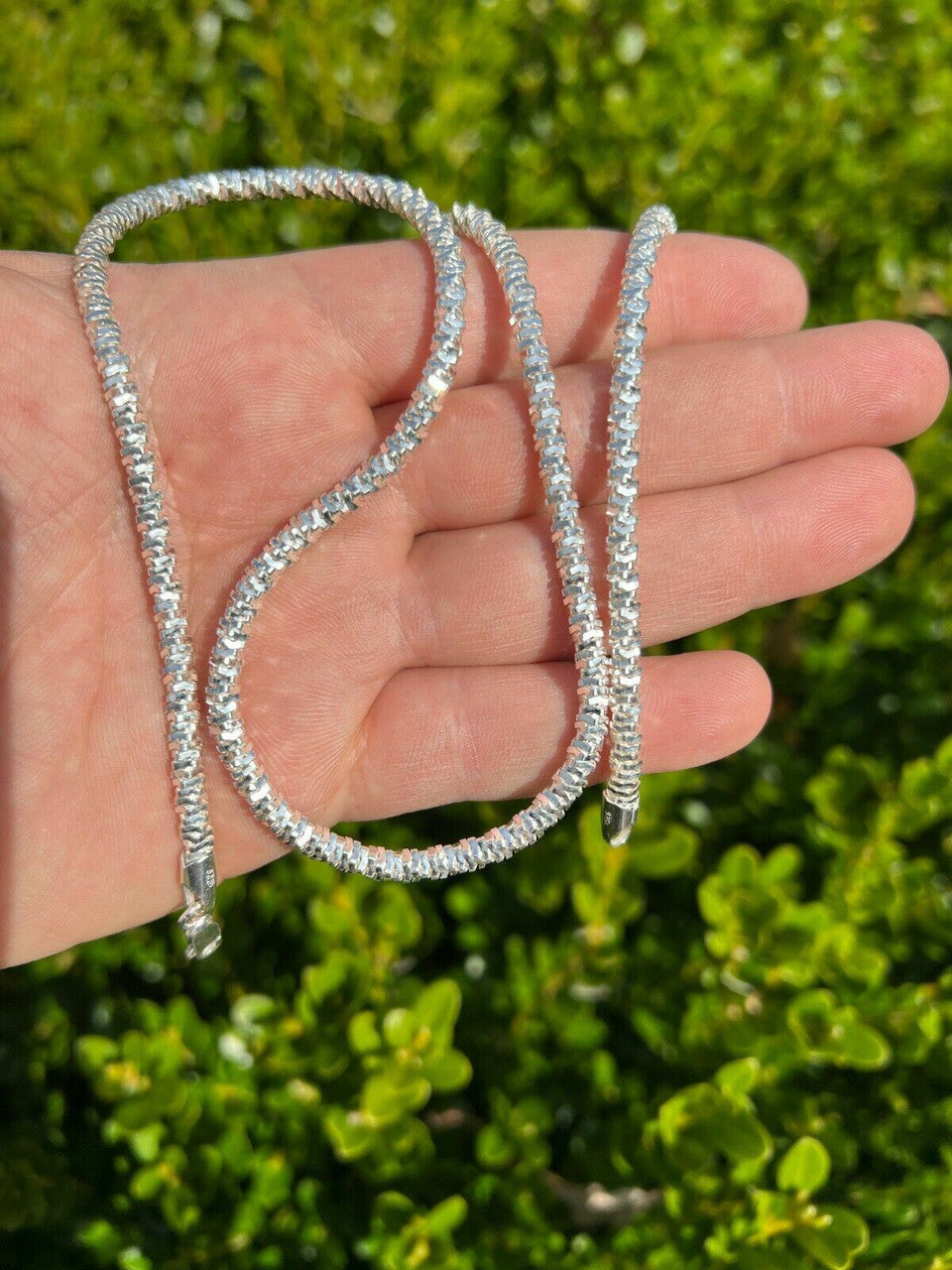 HarlemBling Real 925 Sterling Silver Diamond Cut Sparkle Ice Rope Chain Necklace 4mm 16-30