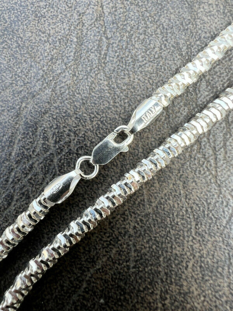 Real 925 Sterling Silver Diamond Cut Sparkle Ice Rope Chain