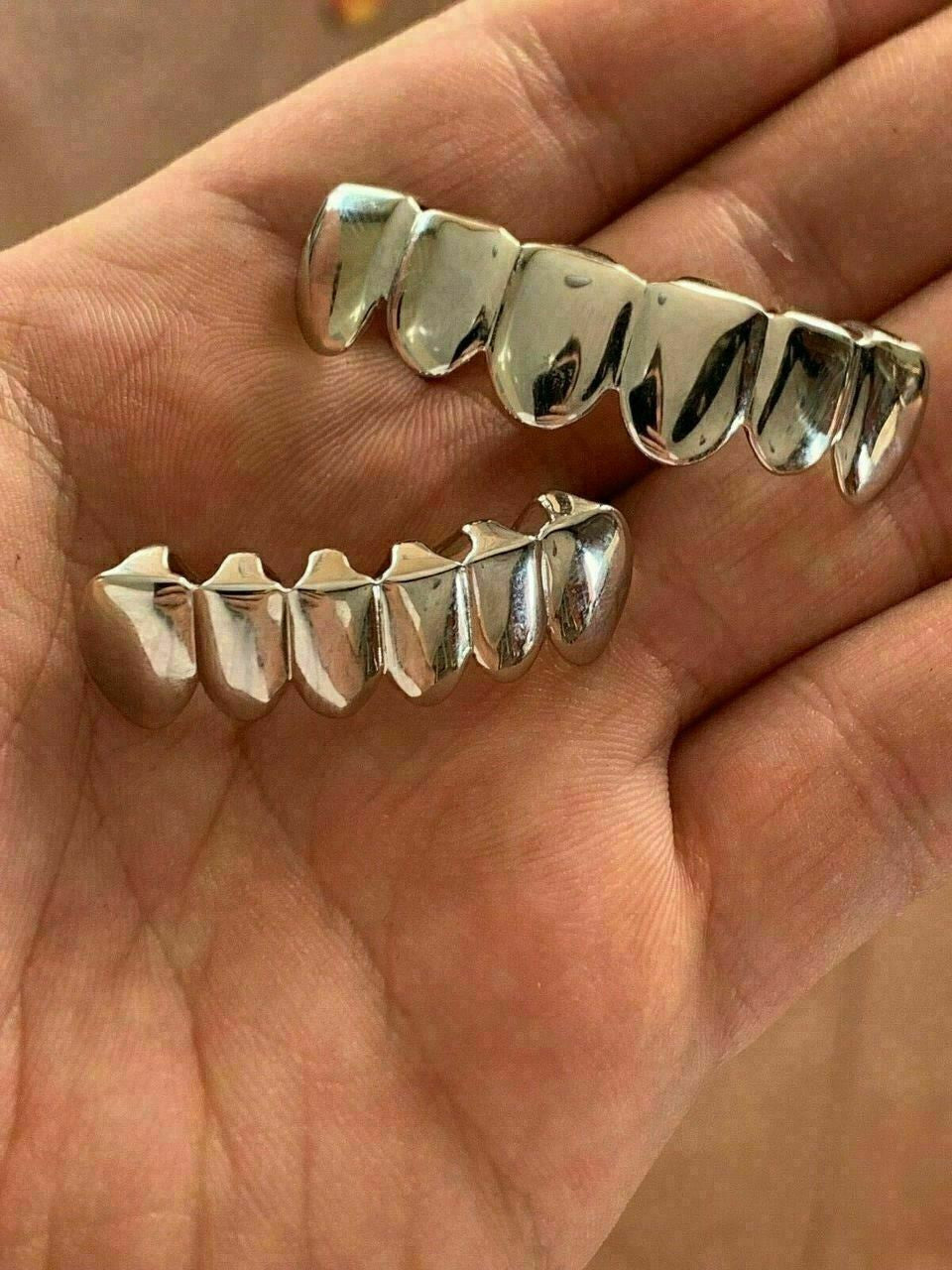 Real 925 Sterling Silver - GRILLZ Top Bottom Hip Hop Grills 6 8 Or
