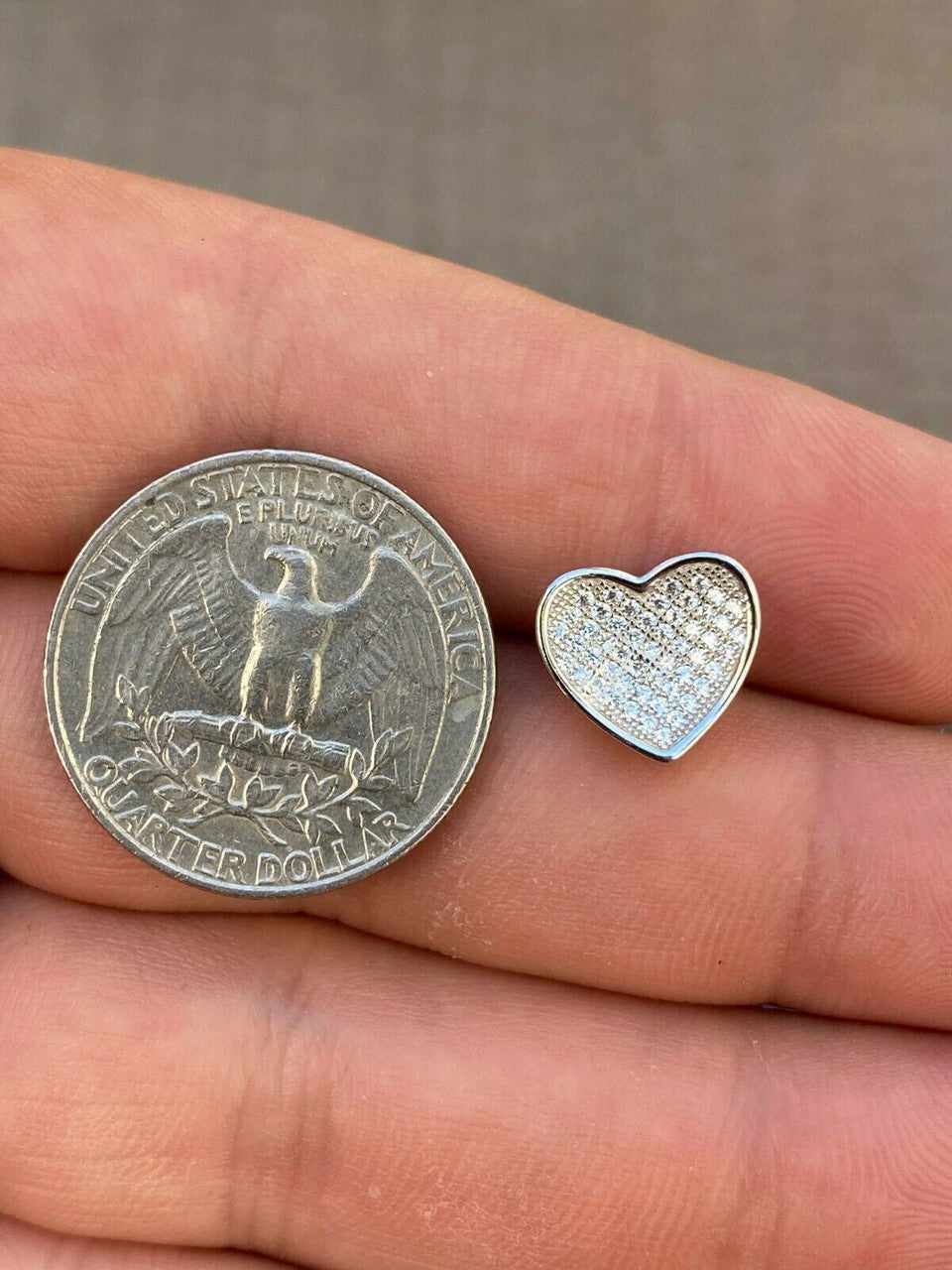 HarlemBling Real 925 Sterling Silver Heart Shaped Earrings Large Diamond Studs Iced Hip Hop