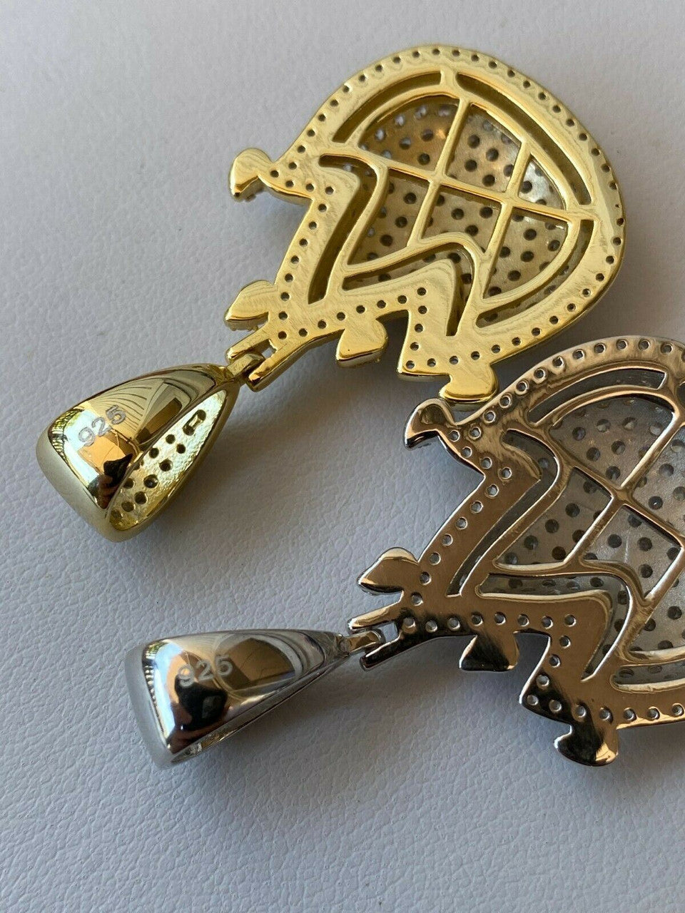 HarlemBling Real 925 Sterling Silver Hip Hop Fire Emoji Pendant Necklace Iced Flame