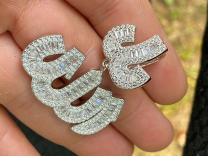 HarlemBling Real 925 Sterling Silver Iced Baguette Men Diamond Allah Arabic Pendant Necklace