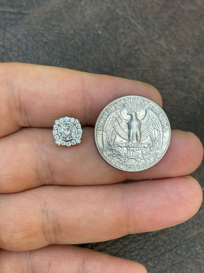 HarlemBling Real 925 Sterling Silver Iced CZ Out Hip Hop Earrings Studs Mens Ladies dollar99 MSRP