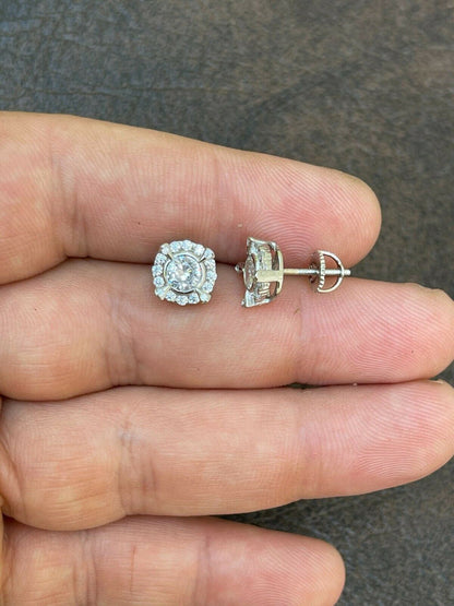 HarlemBling Real 925 Sterling Silver Iced CZ Out Hip Hop Earrings Studs Mens Ladies dollar99 MSRP