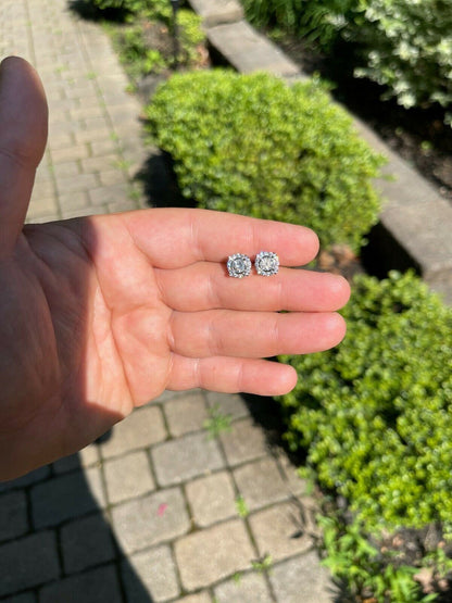 HarlemBling Real 925 Sterling Silver Iced CZ Out Hip Hop Earrings Studs Mens Ladies dollar99 MSRP