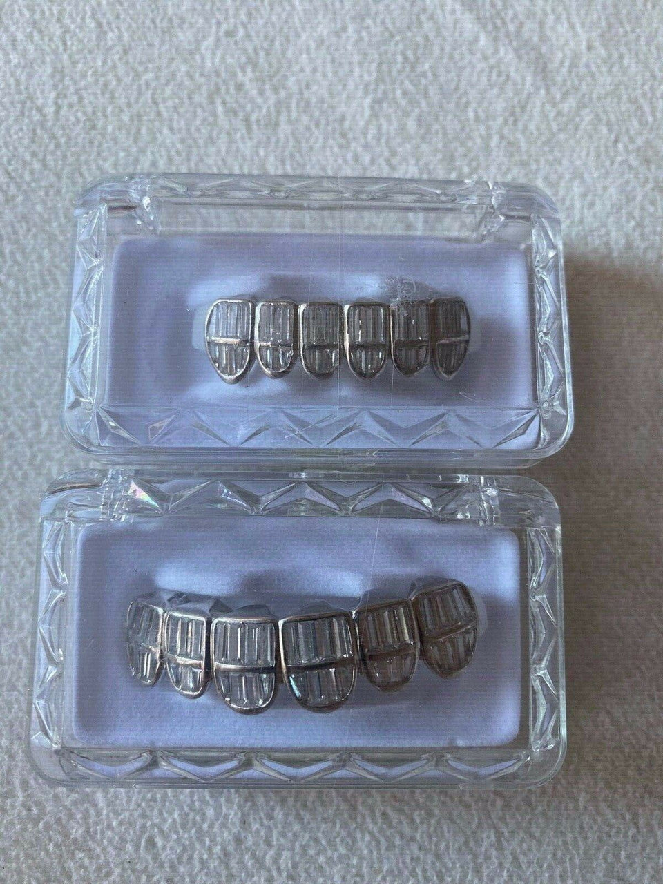 HarlemBling Real 925 Sterling Silver ICED Diamond Baguette GRILLZ Teeth Top and Bottom Set ICY
