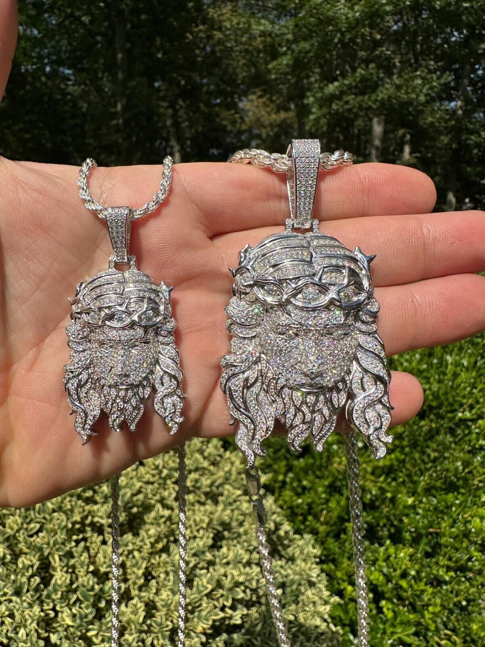 HarlemBling Real 925 Sterling Silver Iced Hip Hop Jesus Piece Pendant Necklace Solid Back